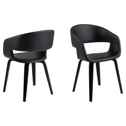 Giga Living - Eetkamerstoel - Zwart - Pu Leer - Zithoogte 45cm - Sanda - Set van 2