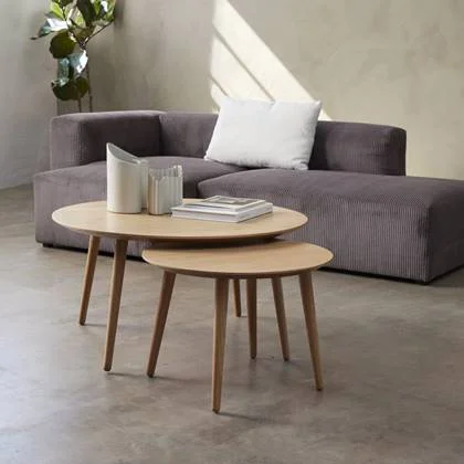 Giga Living - Salontafel Adda Rond Naturel Eiken Set van 2