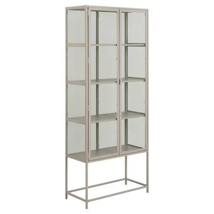 Giga Living - Vitrinekast - Grijs - 77x35x186cm - Varven