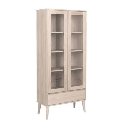 Giga Living - Vitrinekast - Naturel - 80x37x178cm - Rosta
