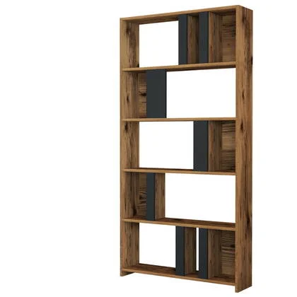 Giga Meubel - Boekenkast Walnoot|Antraciet Hout - 90x20x180cm - Lima