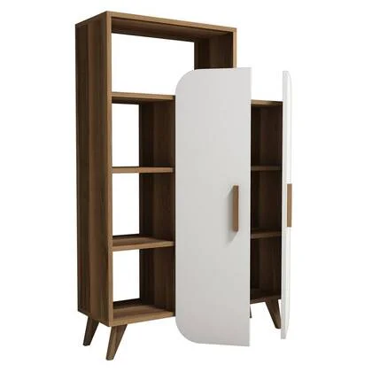 Giga Meubel - Boekenkast Walnoot|Wit Hout - 90x32x132cm - Form