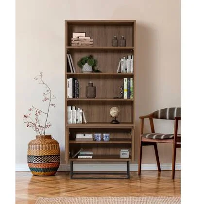 Giga Meubel - Boekenkast Walnoot|Zwart Hout - 80x36x182cm - Rea