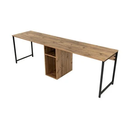 Giga Meubel - Bureau Naturel Hout - 240x60x74cm - Twin