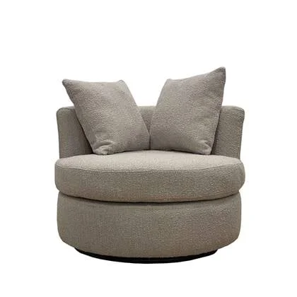 Giga Meubel - Draaifauteuil Taupe - Zithoogte 46cm - Japandi Stijl