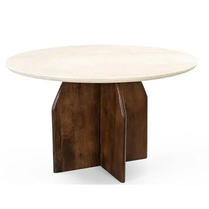 Giga Meubel - Eettafel Donkerbruin - Marmer - Ø130cm - Danae