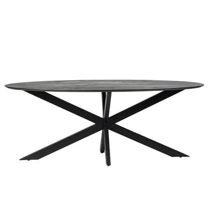 Giga Meubel - Eettafel Ovaal - Zwart - X-Poot - 200cm - Eettafel Ziggy