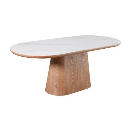Giga Meubel - Eettafel Wit Keramiek|Naturel - 200x90x77cm - Alba