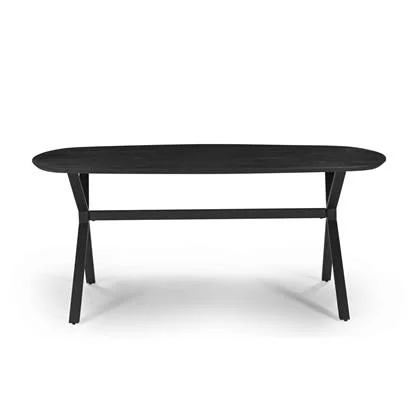 Giga Meubel - Eettafel Zwart 180cm Deens Ovaal - Mangohout - X-Poot