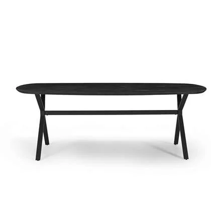 Giga Meubel - Eettafel Zwart 220cm Deens Ovaal - Mangohout - X-Poot