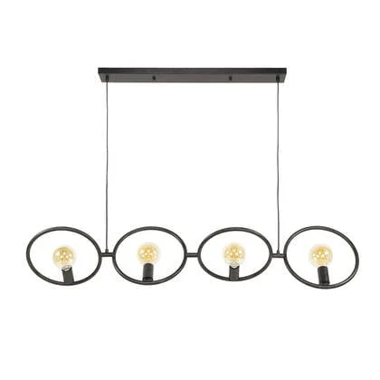 Giga Meubel - Hanglamp Zwart - 4-Lichts - 30x130x150cm - Loop