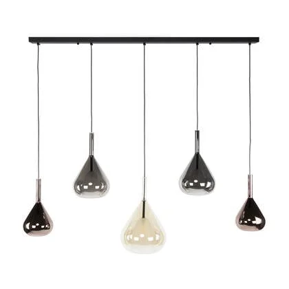 Giga Meubel - Hanglamp Zwart - 5-lichts - 123x24x150cm - Wings