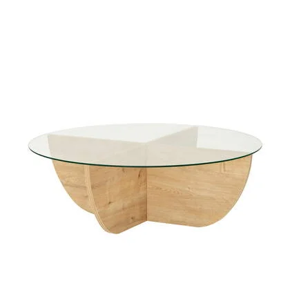 Giga Meubel - Salontafel Rond Glas|Naturel - 90x90x30cm - Lily