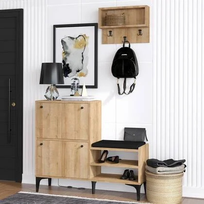 Giga Meubel - Schoenenkast Naturel Hout - 110x35x92cm - Bred