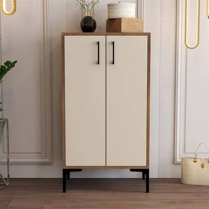 Giga Meubel - Schoenenkast Walnoot|Crème Hout - 60x35x111cm - Prag