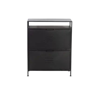 Giga Meubel - Schoenenkast Zwart - Metaal - 70x32x90cm - Kast Locker