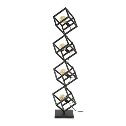 Giga Meubel - Vloerlamp Metaal Zwart - 35x35x150cm - Kubus