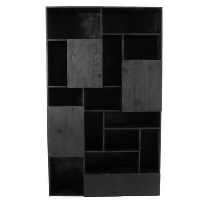 Giga Meubel - Wandkast Zwart Mangohout - 120x40x200cm - Nala