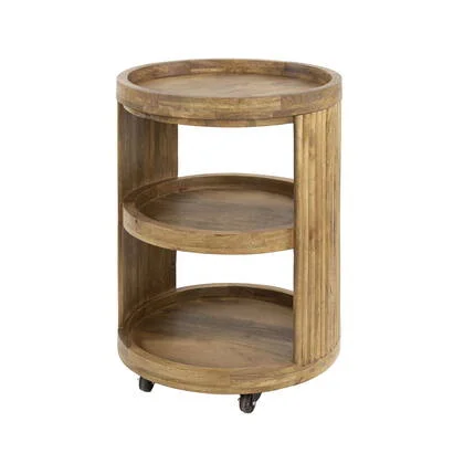 Giga Meubel - Wijntrolley Zand Mangohout - 55x55x79cm - Wave