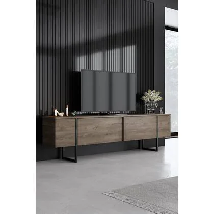 Giga Meubel - Woonkamermeubelset Walnoot|Zwart - Set van 3 - Luxe