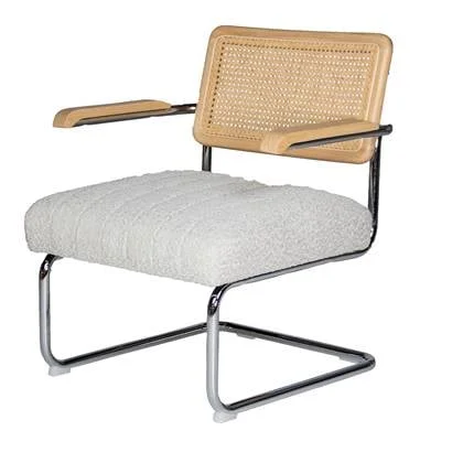 Giga MeubelFauteuil Beige - Stof & Webbing - Chroom Onderstel