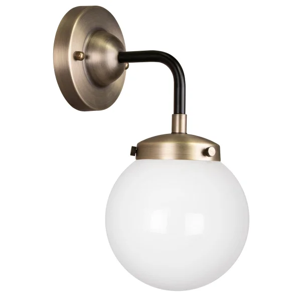 Globen Lighting Alley 1 wandlamp IP44 Antiek messing-wit