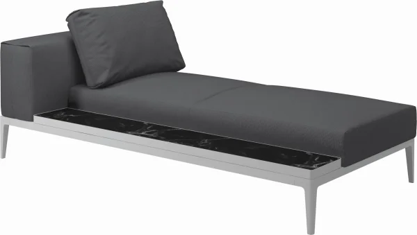 Gloster Grid Chaiselongue - antraciet - wit - Nero Ceramic