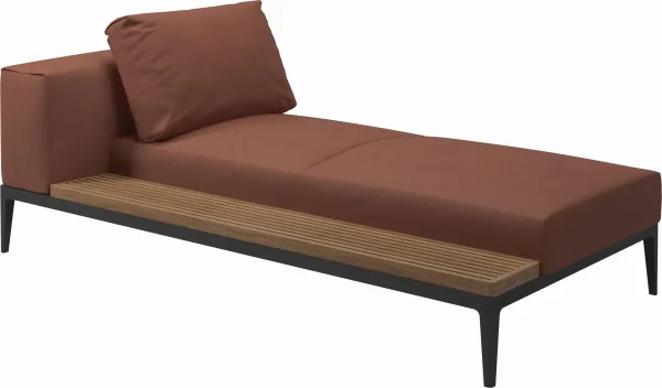 Gloster Grid Chaiselongue - Blend Clay - Meteoor - Teak