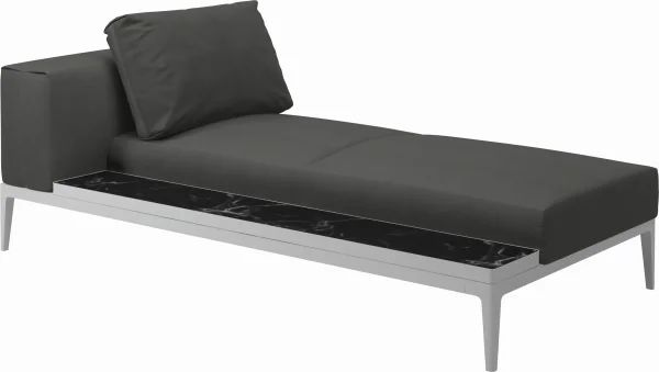 Gloster Grid Chaiselongue - Blend Coal - wit - Nero Ceramic