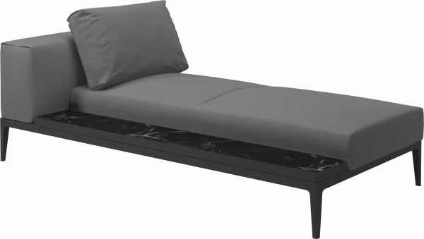 Gloster Grid Chaiselongue - Blend Fog - Meteoor - Nero Ceramic