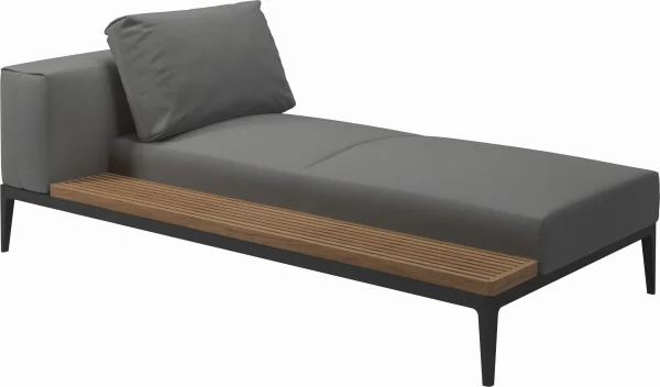 Gloster Grid Chaiselongue - Blend Fog - Meteoor - Teak