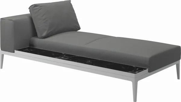 Gloster Grid Chaiselongue - Blend Fog - wit - Nero Ceramic