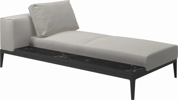 Gloster Grid Chaiselongue - Blend Linen - Meteoor - Nero Ceramic