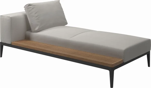 Gloster Grid Chaiselongue - Blend Linen - Meteoor - Teak