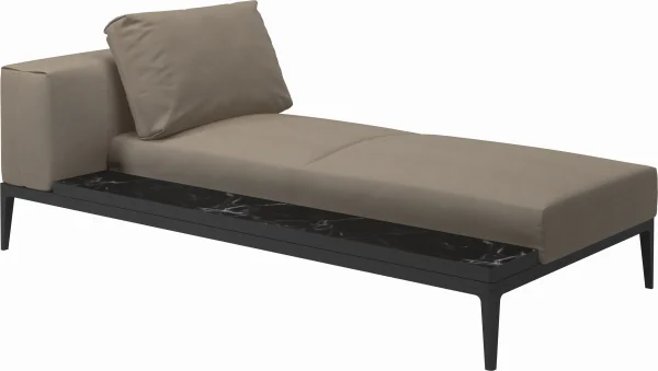 Gloster Grid Chaiselongue - Blend Sand - Meteoor - Nero Ceramic