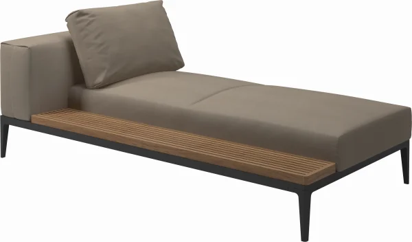 Gloster Grid Chaiselongue - Blend Sand - Meteoor - Teak