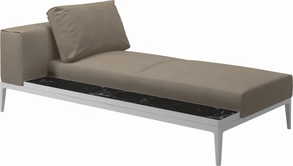 Gloster Grid Chaiselongue - Blend Sand - wit - Nero Ceramic