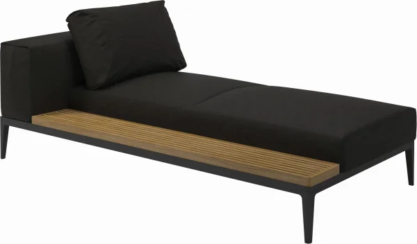 Gloster Grid Chaiselongue - Fife Ebony - Meteoor - Teak