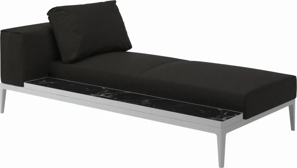 Gloster Grid Chaiselongue - Fife Ebony - wit - Nero Ceramic