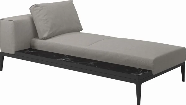 Gloster Grid Chaiselongue - Fife Grey - Meteoor - Nero Ceramic