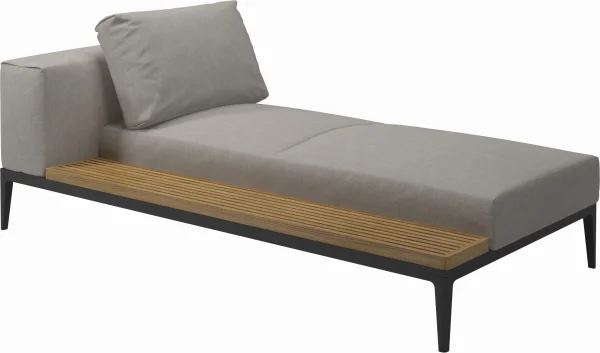 Gloster Grid Chaiselongue - Fife Grey - Meteoor - Teak