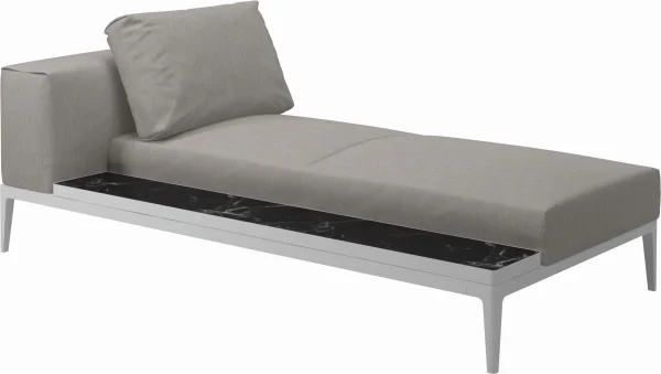 Gloster Grid Chaiselongue - Fife Grey - wit - Nero Ceramic