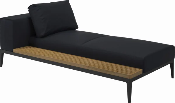 Gloster Grid Chaiselongue - Fife Shadow - Meteoor - Teak