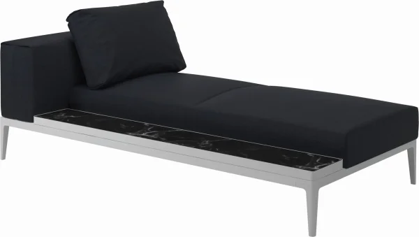 Gloster Grid Chaiselongue - Fife Shadow - wit - Nero Ceramic