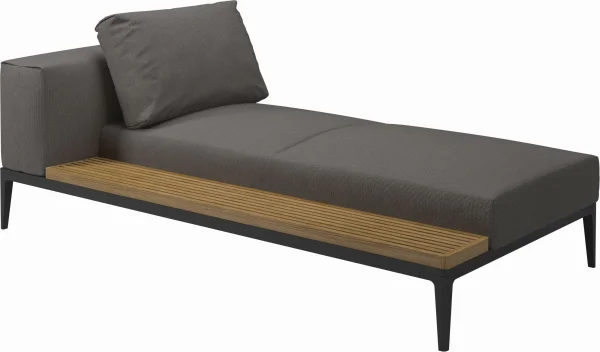 Gloster Grid Chaiselongue - graniet - Meteoor - Teak