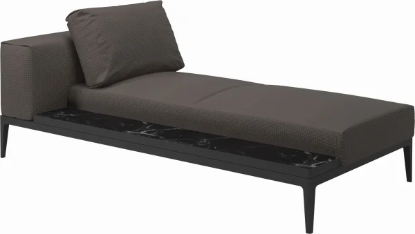 Gloster Grid Chaiselongue - Robben Charcoal - Meteoor - Nero Ceramic