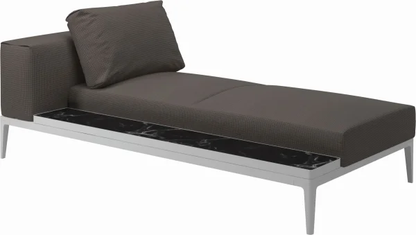 Gloster Grid Chaiselongue - Robben Charcoal - wit - Nero Ceramic