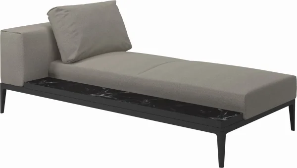 Gloster Grid Chaiselongue - Robben Grey - Meteoor - Nero Ceramic