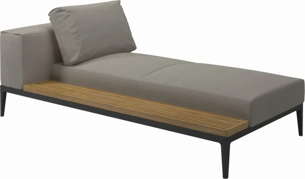 Gloster Grid Chaiselongue - Robben Grey - Meteoor - Teak