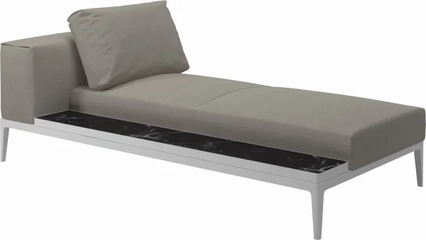 Gloster Grid Chaiselongue - Robben Grey - wit - Nero Ceramic